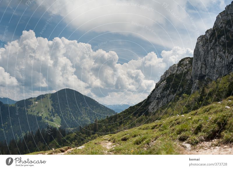 AST6 | Cloud Mountains Environment Nature Landscape Plant Sky Clouds Sun Sunlight Summer Beautiful weather Tree Grass Forest Hill Rock Alps Tall Blue Green