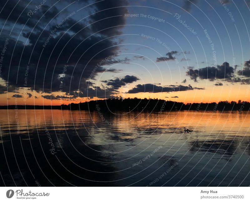 Lake Simcoe Scenery at Dusk Reflection Water reflection Surface of water Calm Environment Nature Lakeside Landscape lake simcoe