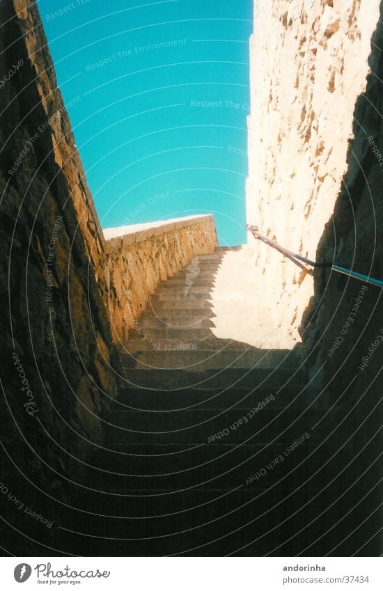 avila Spain Light Wall (barrier) Architecture Stairs City wall Sky Shadow Stone Sun