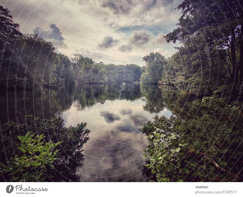 New Lake New lake Berlin Berlin zoo mobile Bad weather Clouds trees Rowing barge Autumnal