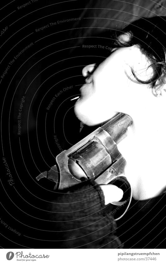 suicides Suicide Handgun Weapon Human being Death Black & white photo