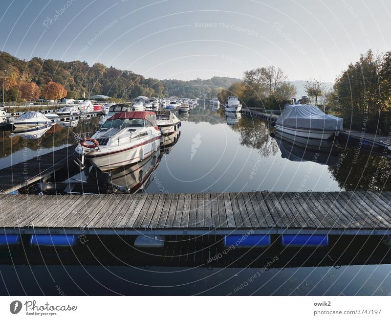 Toys Yacht harbour Peaceful Jetty Vacation mood Colour photo Exterior shot Deserted Idyll Calm Serene Inland navigation Beautiful weather Horizon Water