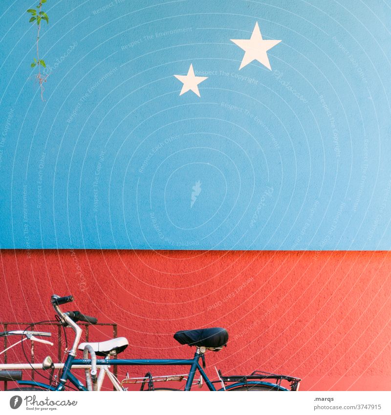 2-star bicycle parking Bicycle Parking Mobility Wall (building) Red Blue Star (Symbol) Means of transport