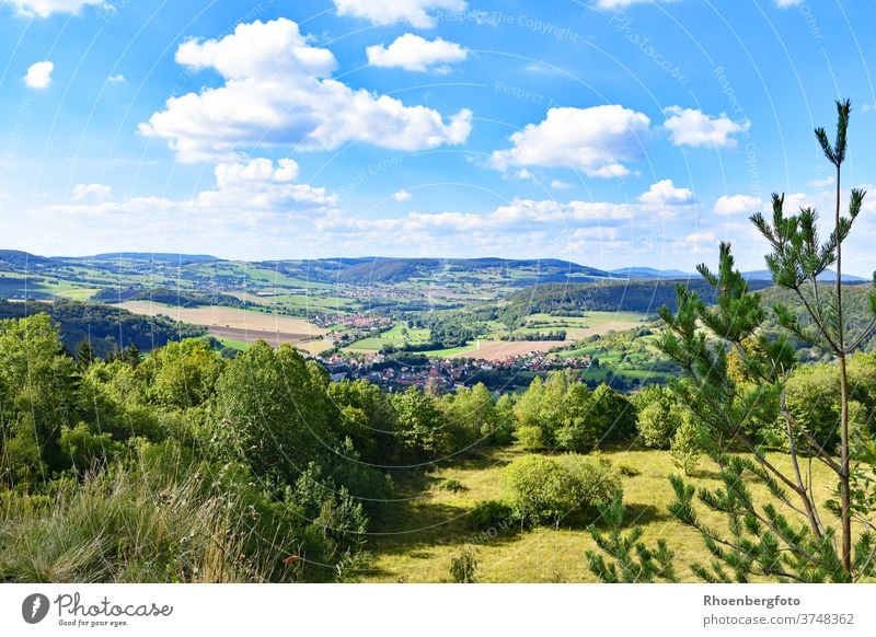 View from the Umpfen to Fischbach, Diedorf and Zella in the Thuringian Rhön change zella diedorf fischbach föhlritz kaltennordheim rhöner mountains Highlands