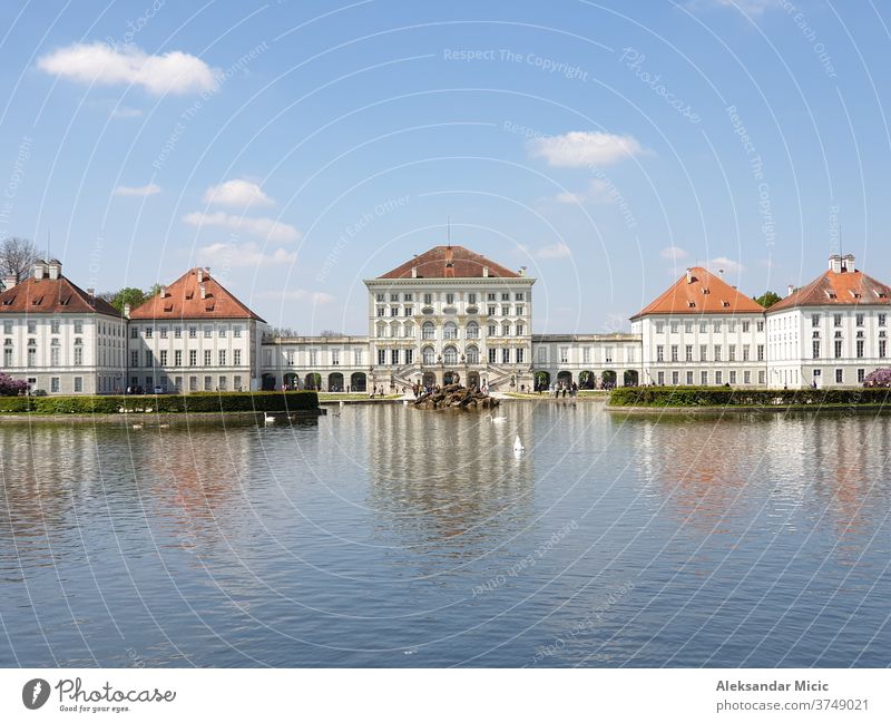 Nymphenburg Palace (Schloss Nymphenburg) Munich architecture baroque bavaria beautiful blue building city europe garden germany history lake landmark landscape