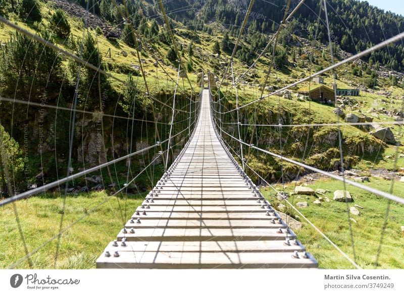 Els Cortals de Encamp, Andorra trees hanging footbridge way park adventure path wooden walk suspension andorra blue business cityscape day els cortals europe