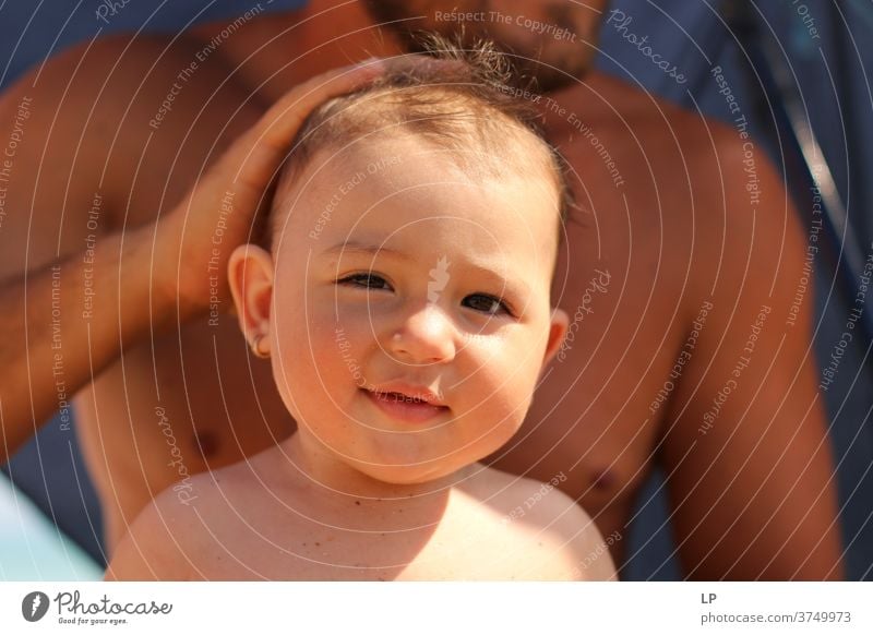 funny face Child Squint Portrait photograph Central perspective Sunlight Contrast Light Shadow Detail Close-up Exterior shot Multicoloured Colour photo Love