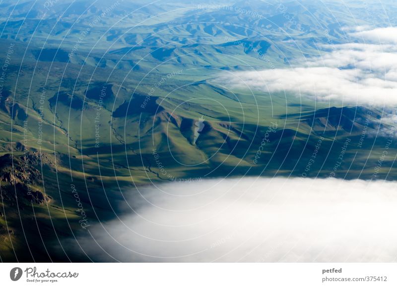 Mongolia Landscape Clouds Hill Asia Deserted Large Infinity Green Far-off places Mountain Vacation & Travel Colour photo Exterior shot Copy Space bottom Day