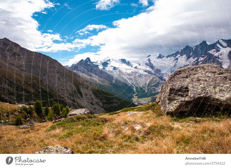 green Mountain landscape in the summer with trees and blue sky in the Alps Switzerland beautiful background on a sunny day switzerland nature alps alpine travel