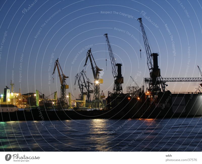 Cranes in the Port of Hamburg Navigation Harbour Elbe