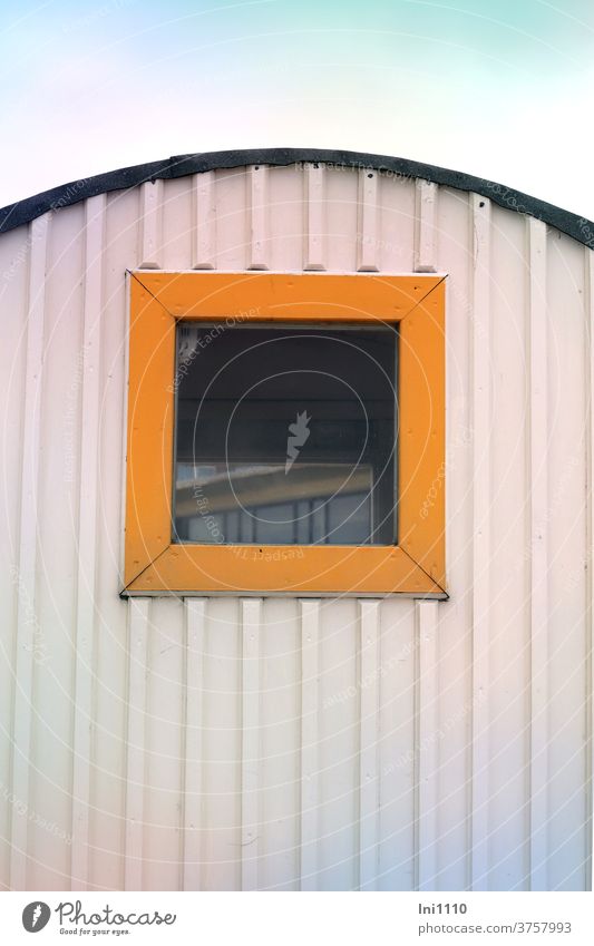 Yellow window on the narrow side of a beach car Window Window pane Beach buggy beach service Wangerooge Nostalgia Roof Round North Sea Island Promenade