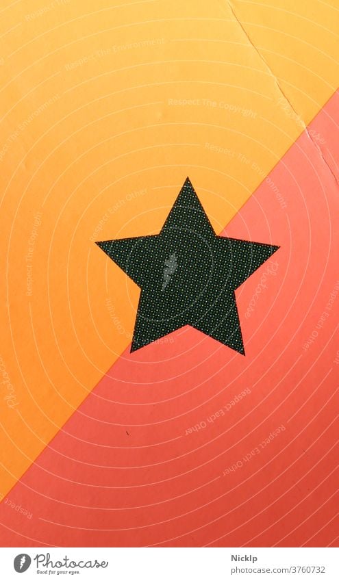 star with five corners backed with orange / yellow and red (diagonal) - halftone print photographed Stars Five Star Corners Red Yellow Orange Black Diagonal