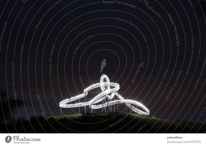 Emotional Worlds V Joy Vacation & Travel Trip Sightseeing Fairs & Carnivals Sculpture Night sky Hill Slagheap Duisburg meadow park Deserted Roller coaster