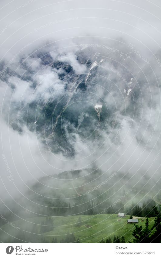 mountain weather Environment Nature Landscape Elements Earth Air Water Sky Clouds Weather Bad weather Fog Hill Rock Alps Mountain Berchtesgaden Alpes Peak