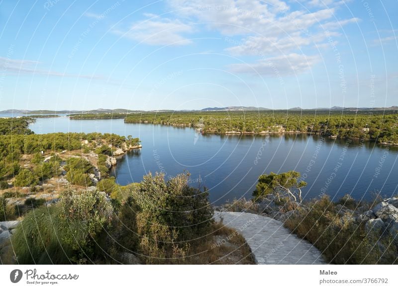 Channel of St. Anthony near Sibenik, Croatia adriatic aerial ancient anthony archipelago architecture building castle channel coast coastline croatia croatian