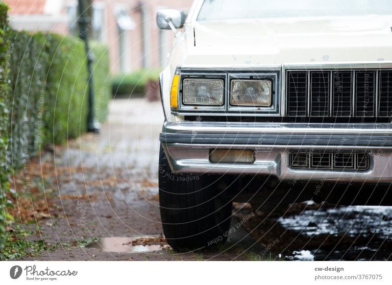 Car - in white with tires and mirror car Vintage car Vehicle Retro Nostalgia Detail Car body