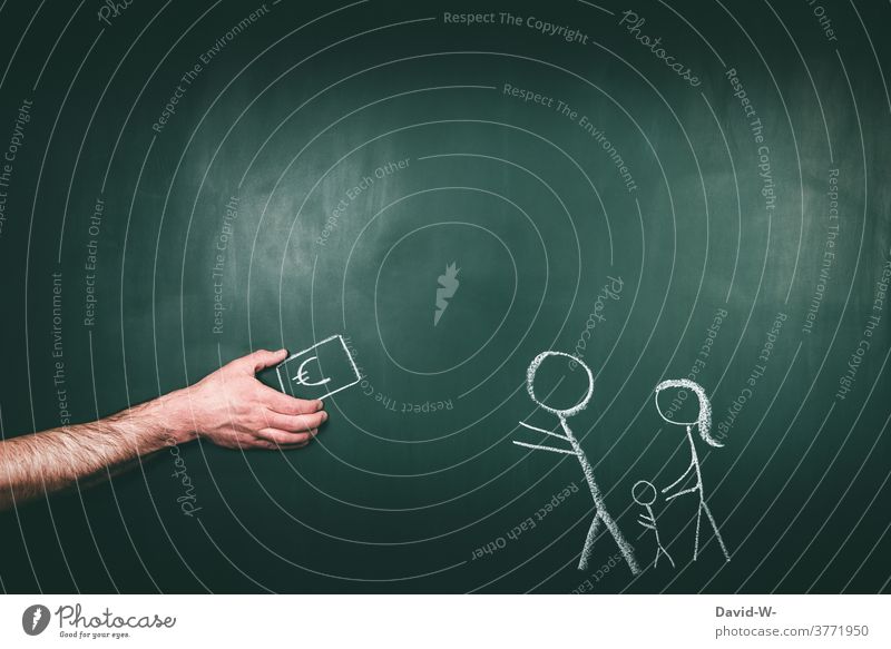 donate - person hands over family money Charity Donation Poverty in need of help Family hardship Money Poverty threshold Refugee Stick figure people