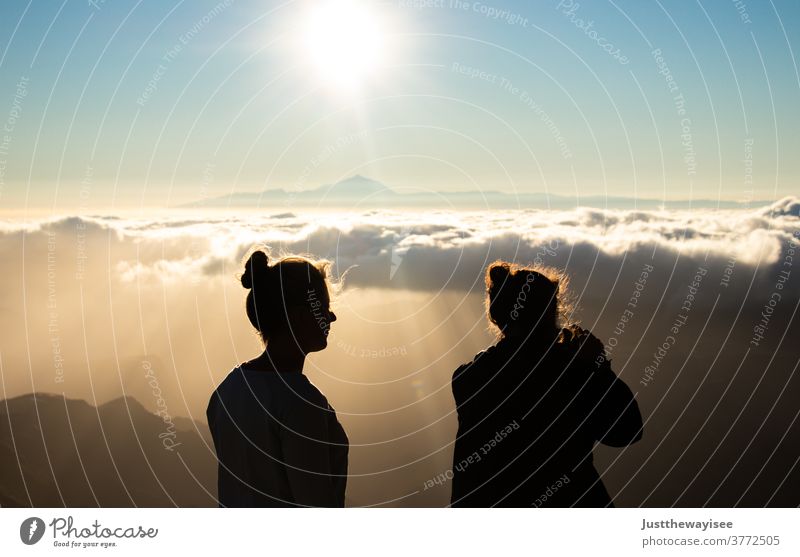 Silhoutte with a beautiful sunset at Teide Sky Gran Canaria Sun people person Landscape Summer españa Canaries Spain cloud Mountain tree Clouds Nature