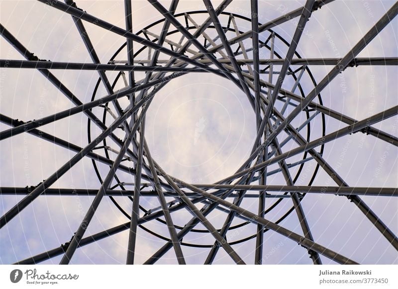 round symmetrical steel construction - Mae West in Munich Steel construction Exterior shot Colour photo Architecture Iron Sky Tourist Attraction Worm's-eye view