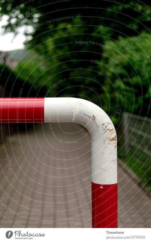 Colour combination | drive-through prevention thing Red White Green Metal conduit flexed cordon Scratch mark Reddish white Structures and shapes Safety Barrier