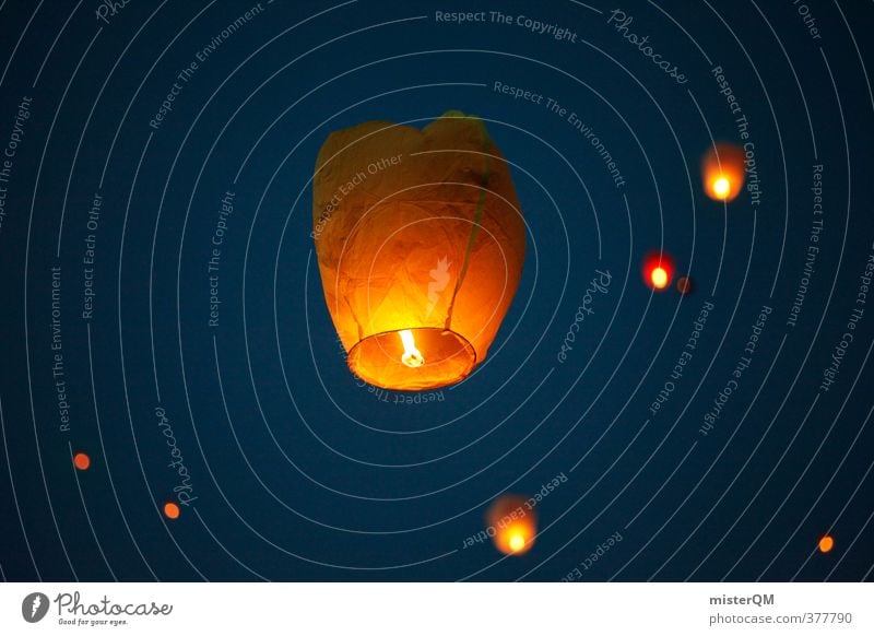 Falling Stars III Art Esthetic Contentment Romance Lampion Hot Air Balloon Dusk Sky Freedom Heaven Historic Skyward Compass point Himmelsstürmer Hope Event