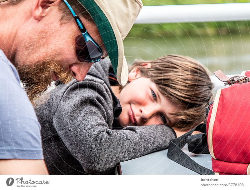 smiling boys Happy Dreamily Meditative Face Facial hair Child Boy (child) portrait Colour photo Trust Safety (feeling of) Warm-heartedness Light Day Son Love