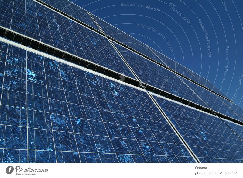 Solar collector against clear blue sky Solar Power Solar cell Energy Energy industry Force power station power supply Renewable energy Technology Exterior shot