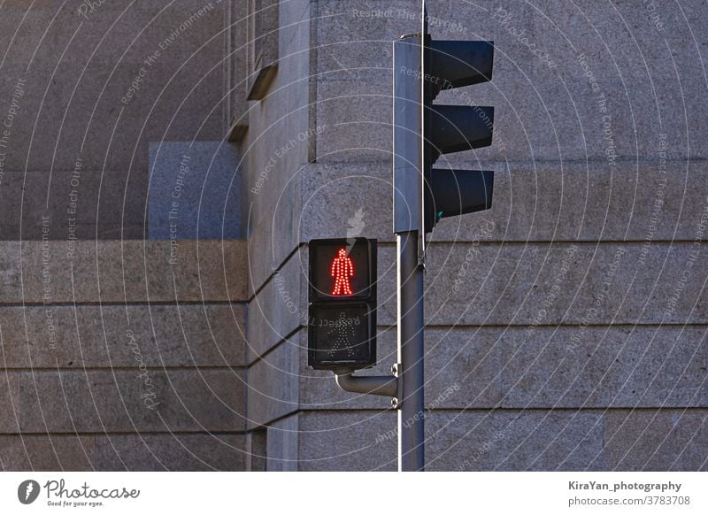 Pedestrian crossing traffic light sign closeup. Road sign, attention, pedestrian, safety, signal pedestrian crossing road sign @KiraYan

stock photo road-sign