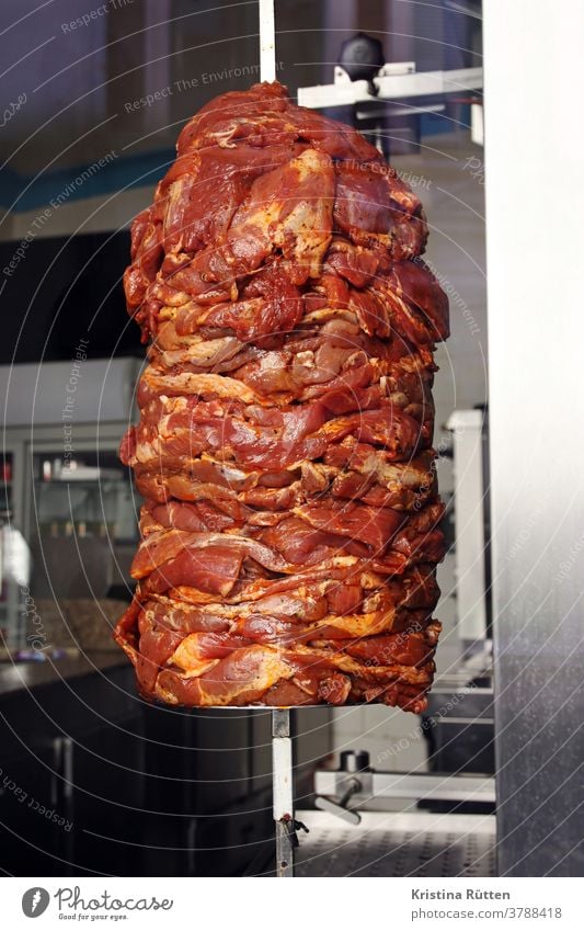 very fresh kebab skewer doner meat Kebab Fresh Raw New Meat meat slices Barbecue (apparatus) grill skewer spit grilled meat Kebab stand kebab bite Snack bar