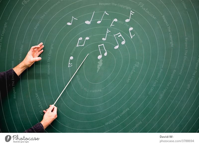 Conductor with baton and notes - music is in the air conduct Music Musician musical Art Cultures Artist Concert Listen to music Colour photo Sound tones hands