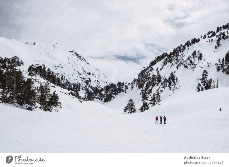 Winter landscape of snowy mountains travel discovery hill outdoors cold recreation adventure scenery ski range winter tourism activity ridge rock peak