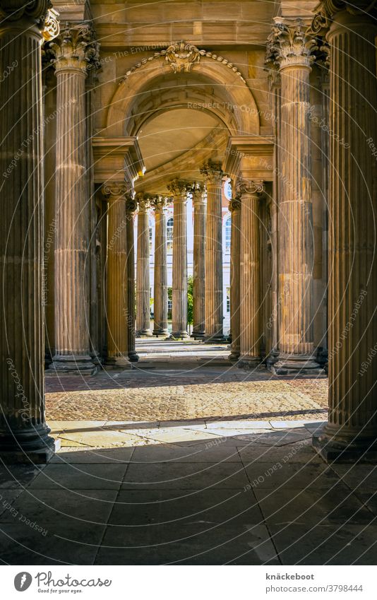 columns portico Architecture Light Corridor Central perspective Deserted Colour photo