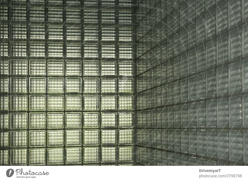 Entrance hall with glass tiles walls square entrance light sunlight green grey interior texture surface shade nuance atmosphere ambiance cold calm quiet alone