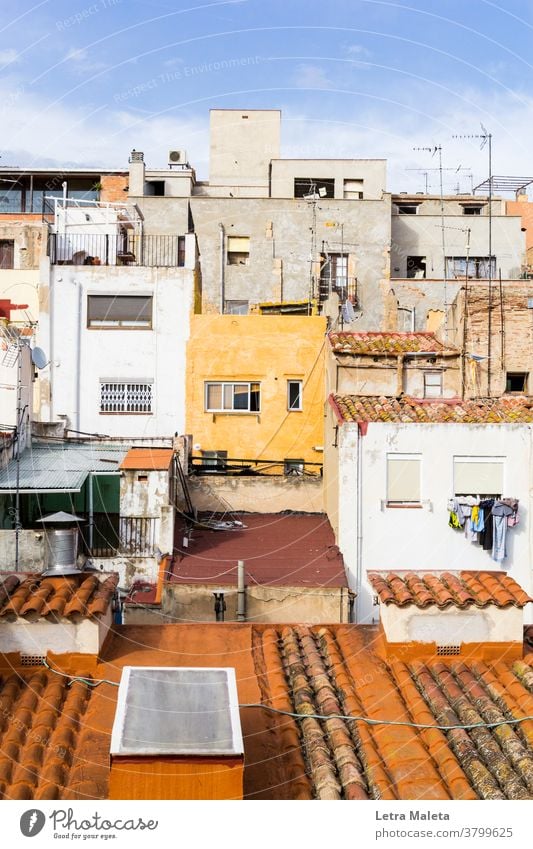 Old buildings and roofs of tarragona old yellow yellow building yellow house windows spain houses Arquitecture city mediterranean city