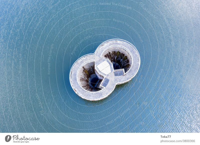 large dam drain from above dam from above water security concrete drinking water