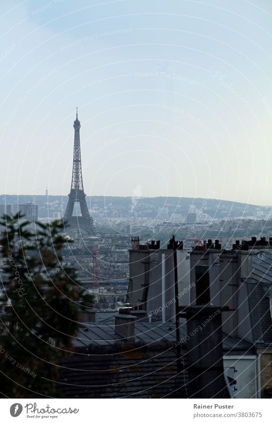 View over Paris with the Eiffel tower in the morning hours capital city cityscape construction culture eiffel eiffel tower europe famous france french historic