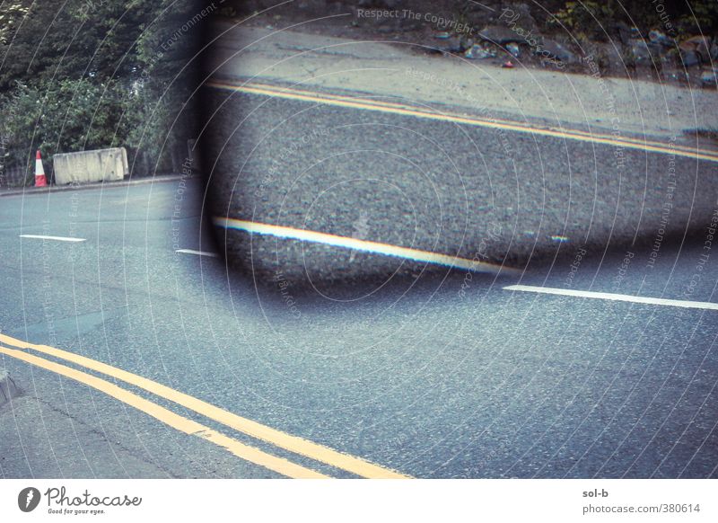 dport | Rear View Driving school Bushes Small Town Deserted Transport Means of transport Motoring Street Vehicle Signs and labeling Road sign Yellow Gray