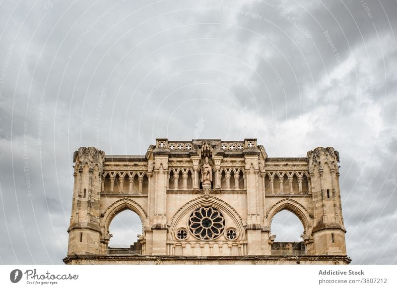 Aged building in old town architecture stone history spain cuenca ancient facade historic house construction structure aged heritage travel tourism culture