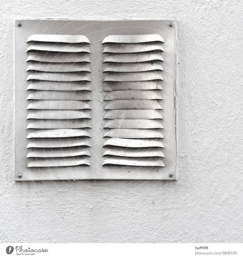 deformed ventilation grille Ventilation shaft Metal Broken Dented dent dents Deformation Structures and shapes Facade Pattern Detail Wall (barrier) Vent slot