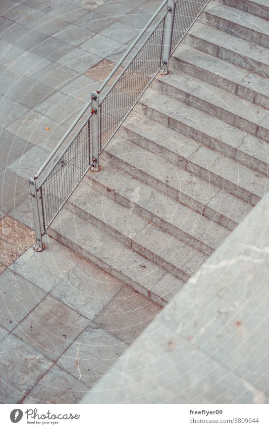 Detail of a modern stone stairs in the city detail architecture copy space wide cement tiles outdoors going concept workplace chic staircase step outside