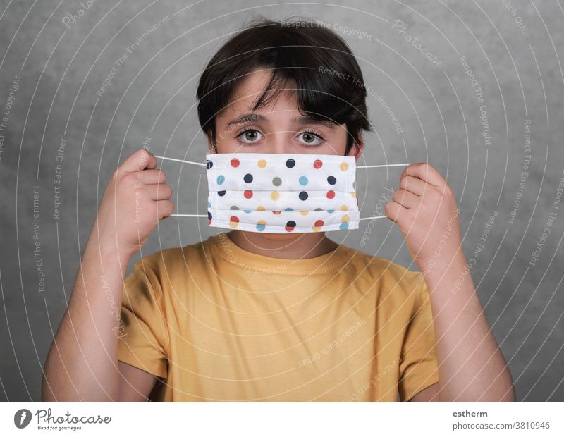 Coronavirus,close-up of kid wearing homemade mask coronavirus child epidemic 2019-ncov medical mask pandemic quarantine covid-19 symptom surgical mask breath