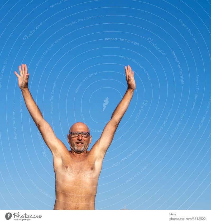 joyful leap vacation Summer Man Human being Jump Vacation & Travel Beach Sky Joy Exterior shot Happy Colour photo Freedom Sun