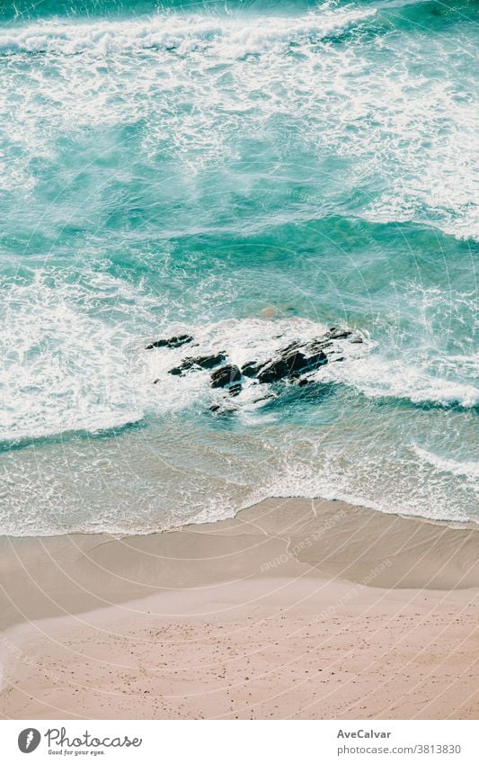 Aerial view of the waves on the beach drone water shore aerial sand above island ocean islands top bay peace happy mind free leisure freedom holiday seaside