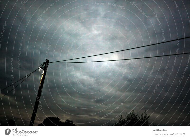 Street lamp on the village Light Lantern streetlamp Pole lamppost Sky cloud intaglio Weather Meteorology Evening Twilight Transmission lines power line