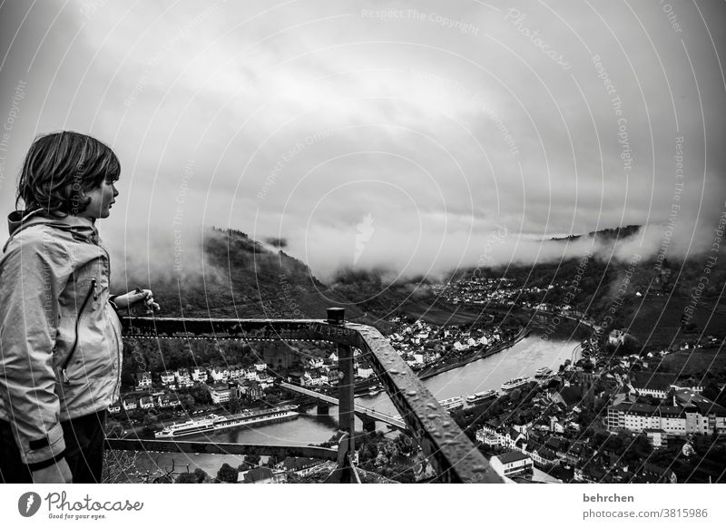 over the clouds... Autumnal Seasons Rain Son Infancy Child hikers Hunsrück Moselle valley Mosel (wine-growing area) River bank Rhineland-Palatinate Wine growing