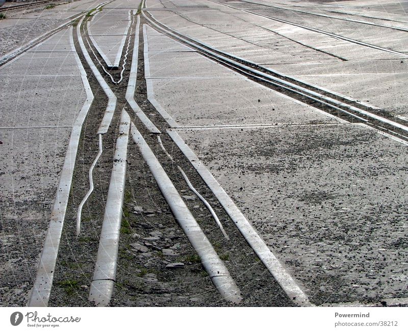 Forward and never forget Railroad tracks Junction Steel Glittering Old Historic Electrical equipment Technology Metal Lanes & trails Mixture movement Museum