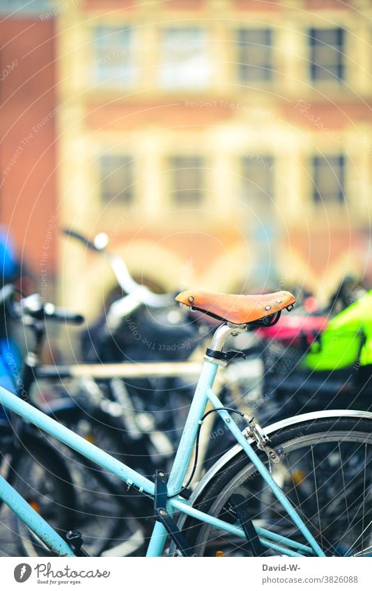 chic bike in the city Bicycle Nostalgia Cycling nostalgically Town Mobility Transport Retro Parking Road traffic