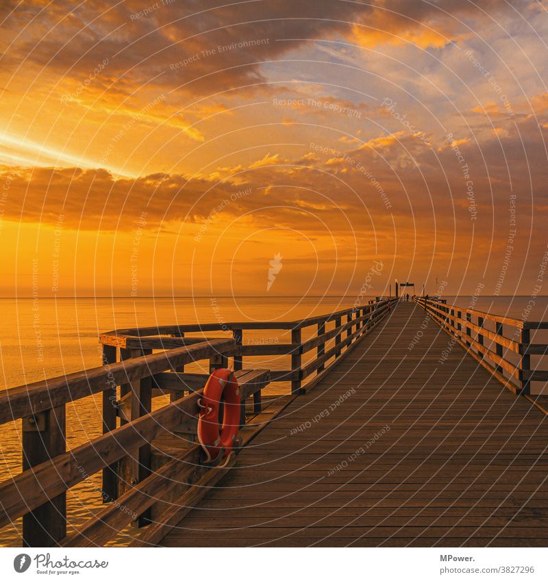 Baltic Sea bridge Sunset Clouds in the sky dramatic sky sunset romantic Sky Deserted