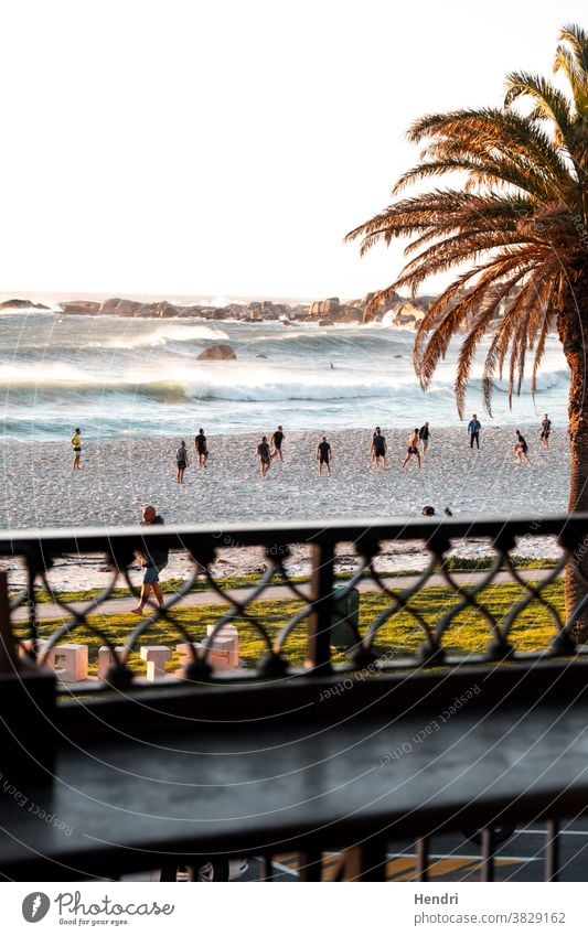 People playing soccer on a beach during sunset - Cape Town people playing on a beach during sunset Playing Sports Soccer Ball sports beach sport sunset on beach