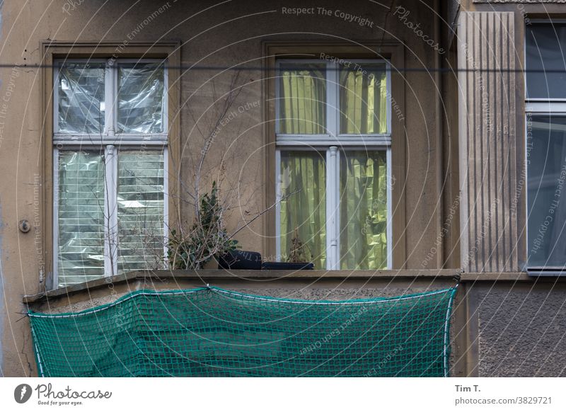 a broken balcony in Berlin Mitte Middle Balcony Old building House (Residential Structure) Facade Window Town Deserted Downtown Capital city Old town